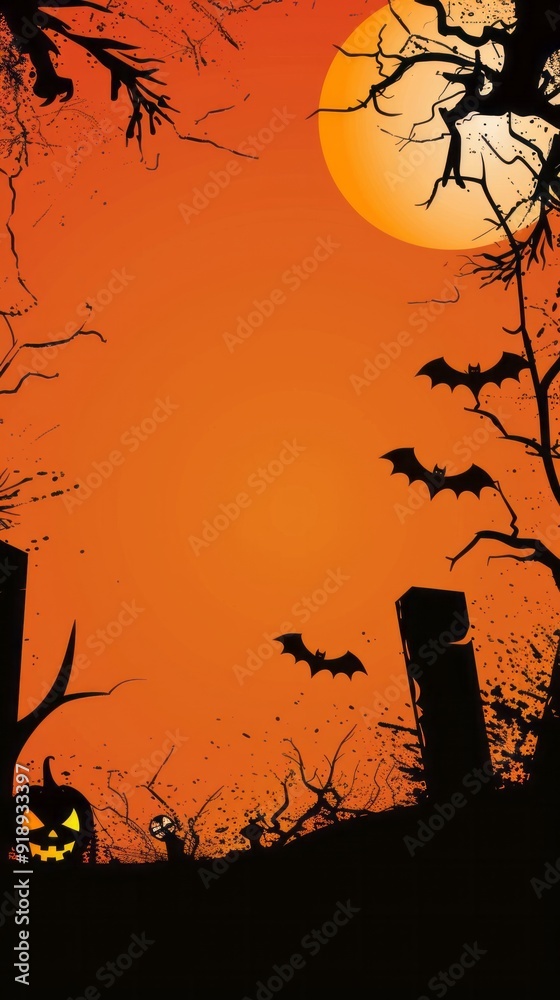 A spooky graveyard with flying bats, dark clouds, and an ominous castle in the background. The scene is illuminated by moonlight casting long shadows over ancient tombstones. Sense of mystery A spooky graveyard with flying bats, dark clouds, and an ominous castle in the background. The scene is illuminated by moonlight casting long shadows over ancient tombstones. Sense of mystery