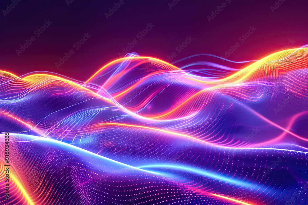 Fototapeta premium Beautiful texture surface neon wave, design natural abstract background