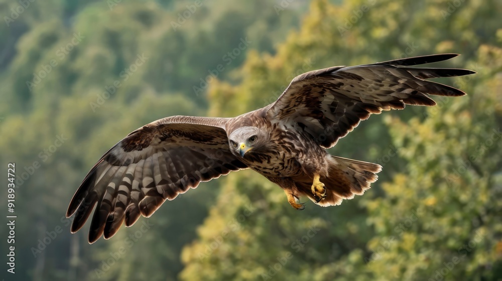 Obraz premium Buzzard in flight isolated, transparent background PNG 