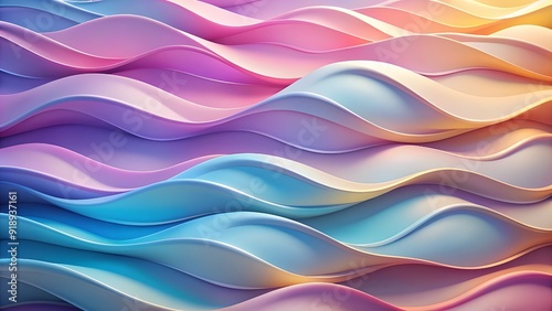 A fluid background of 3D wave shapes, arranged in overlapping layers with gentle curves and transitioning colors
