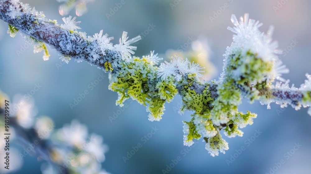 Frozen Branch with Lichen Frozen Branch with Lichen