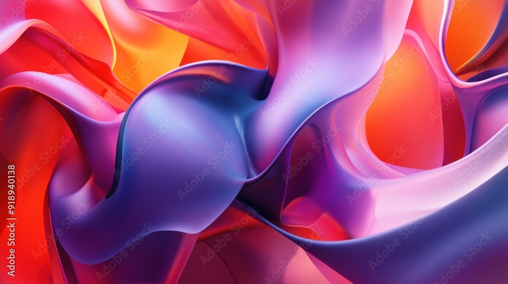 Obraz premium Abstract Fluid Shapes in Vibrant Hues of Purple, Pink, and Orange