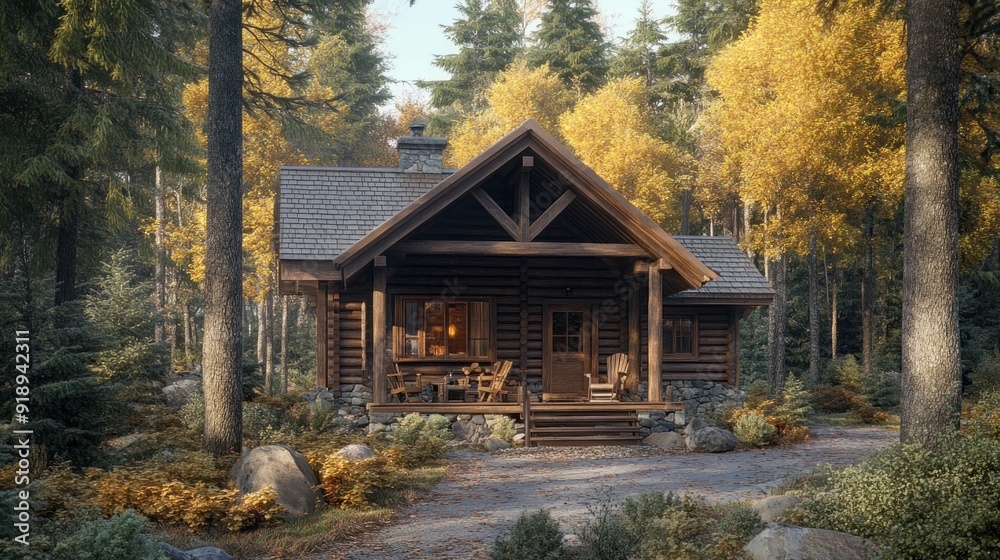 A Rustic Cabin Nestled in a Forest Clearing A Rustic Cabin Nestled in a Forest Clearing