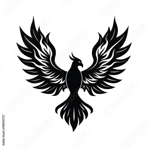 silhouette eagle with fire wings