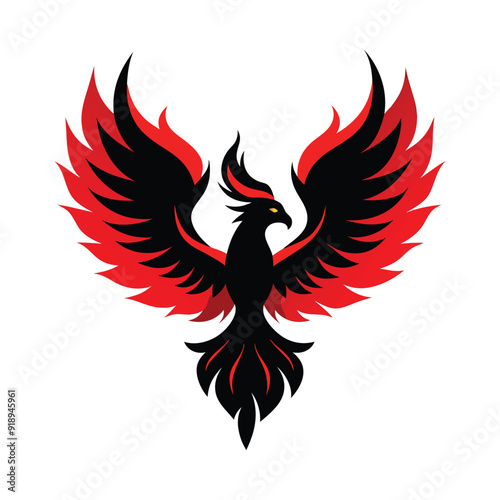 colorful phoenix, eagle with fire wings