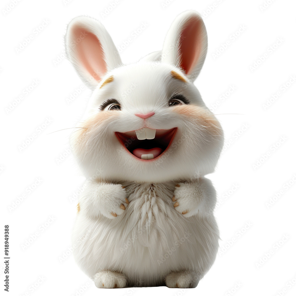 Cute bunny smile character isolated on a transparent background for web, banner, wallpaper Cute bunny smile character isolated on a transparent background for web, banner, wallpaper