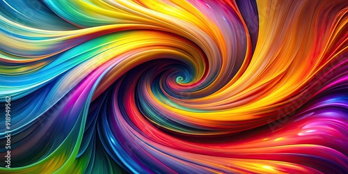 Abstract colorful swirling art with dynamic flow and vibrant background , red, blue, yellow, green, bright, psychedelic