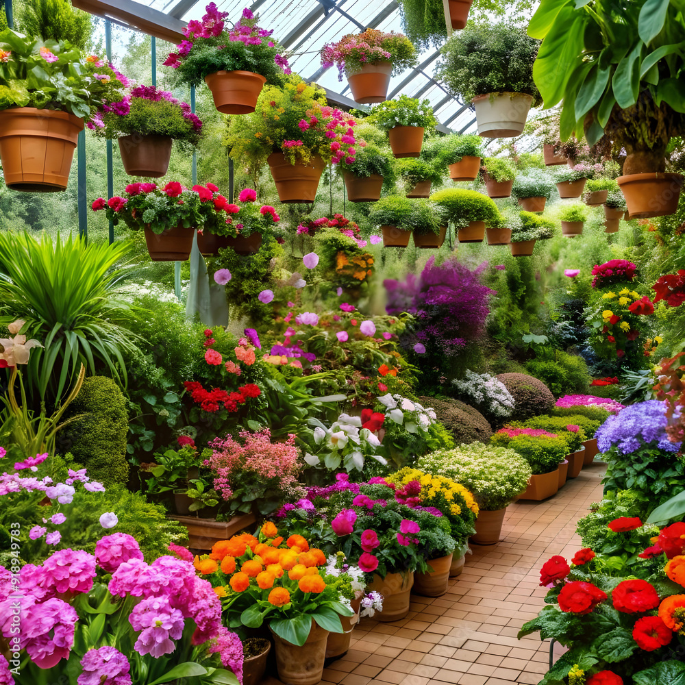 Naklejka premium a diverse collection of plants and flowers display