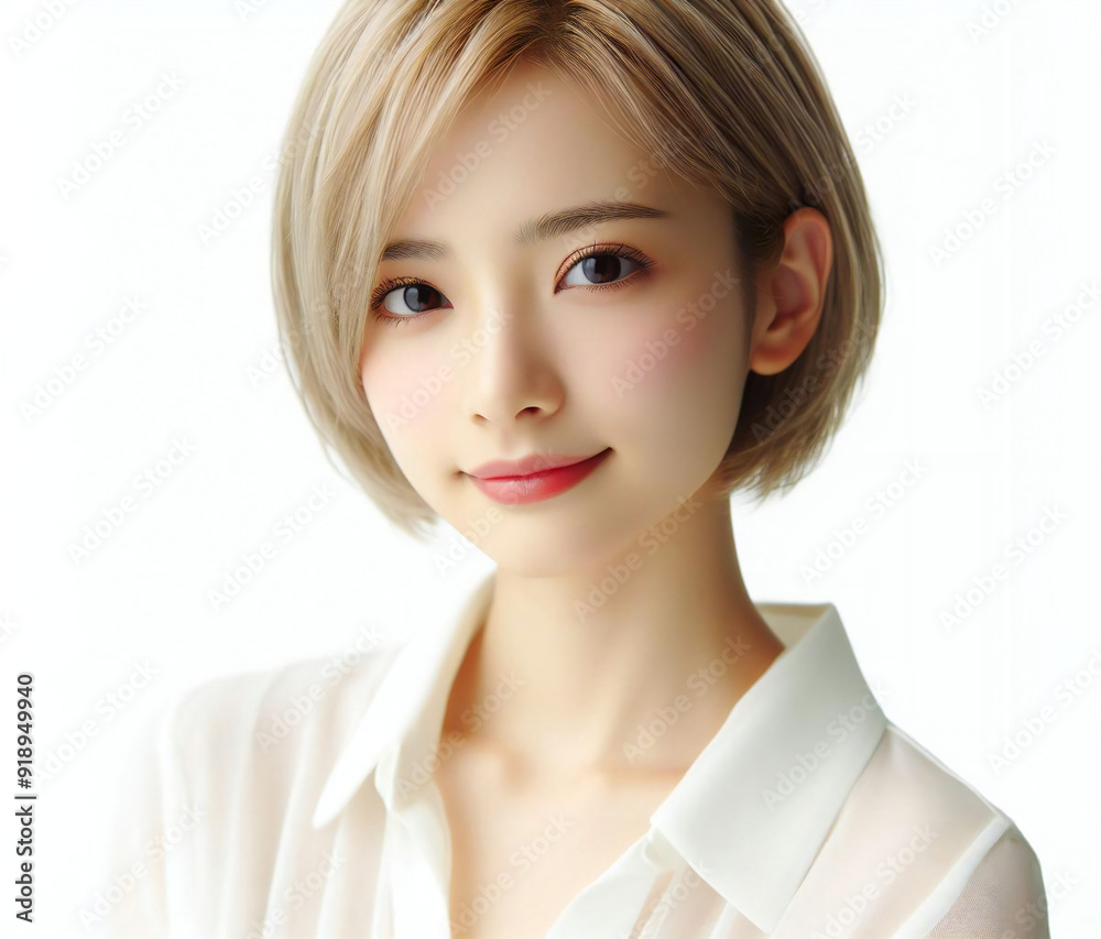 白いブラウスの美女