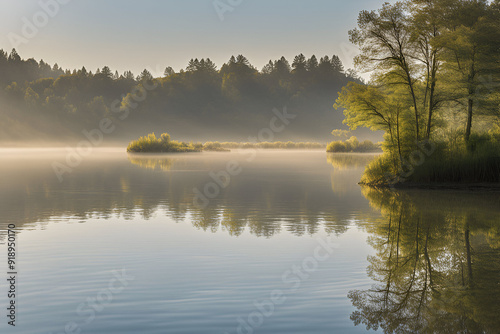 misty morning on the lake
