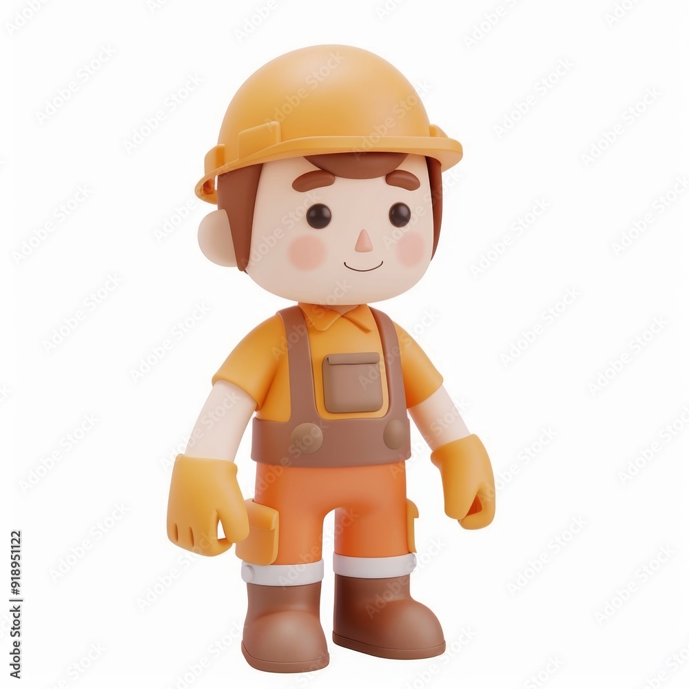 Cute character worker builder 3d style on white background
Cute character worker builder 3d style on white background