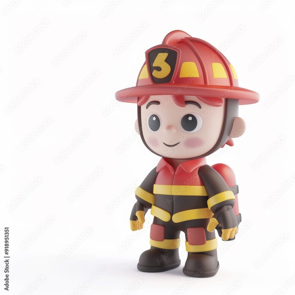 Cute fireman character 3d style on white background
Cute fireman character 3d style on white background