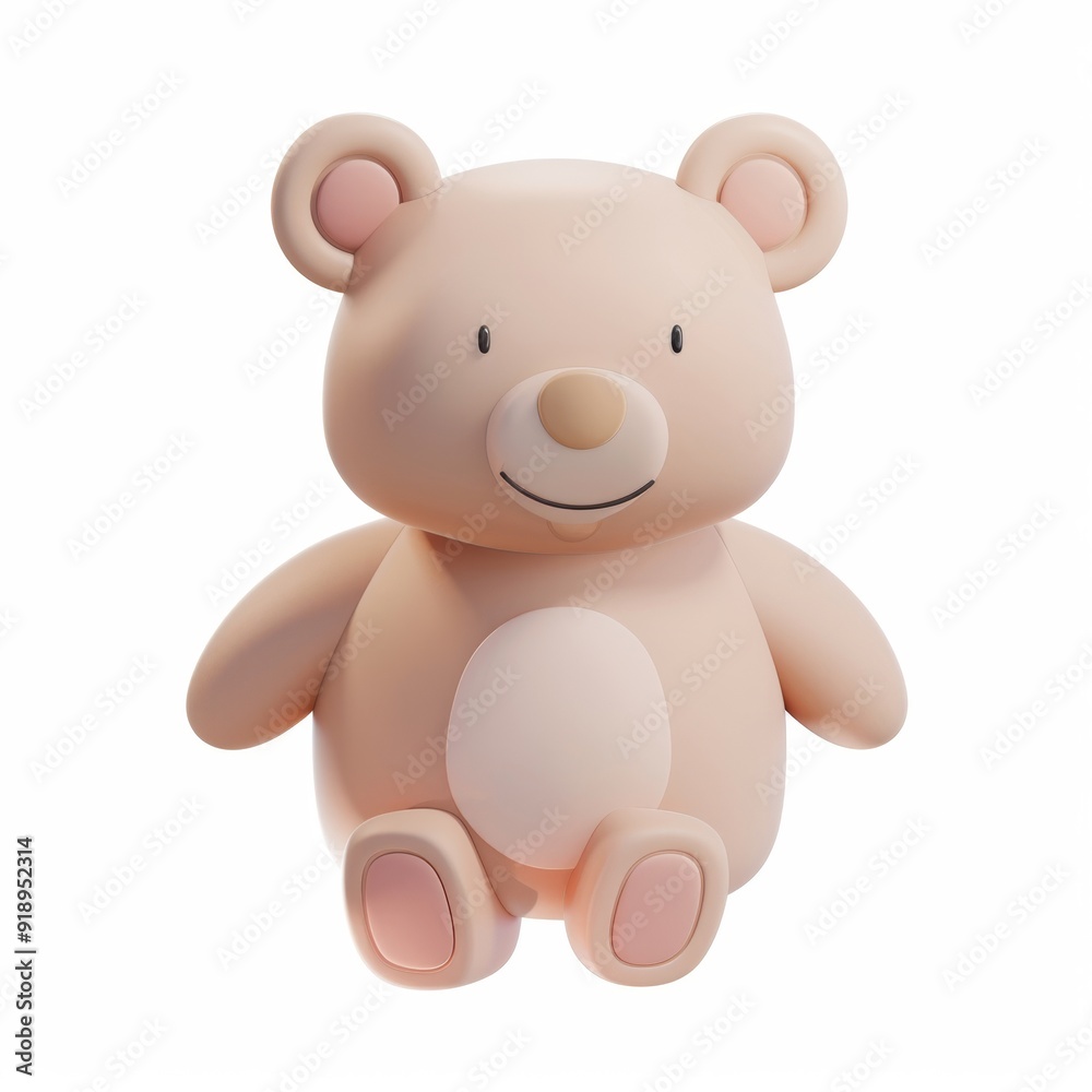Funny bear character in 3D style on a white background.
