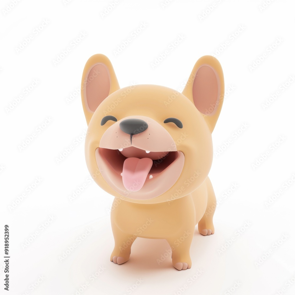 Funny doggie character in 3D style on a white background.
Funny doggie character in 3D style on a white background.