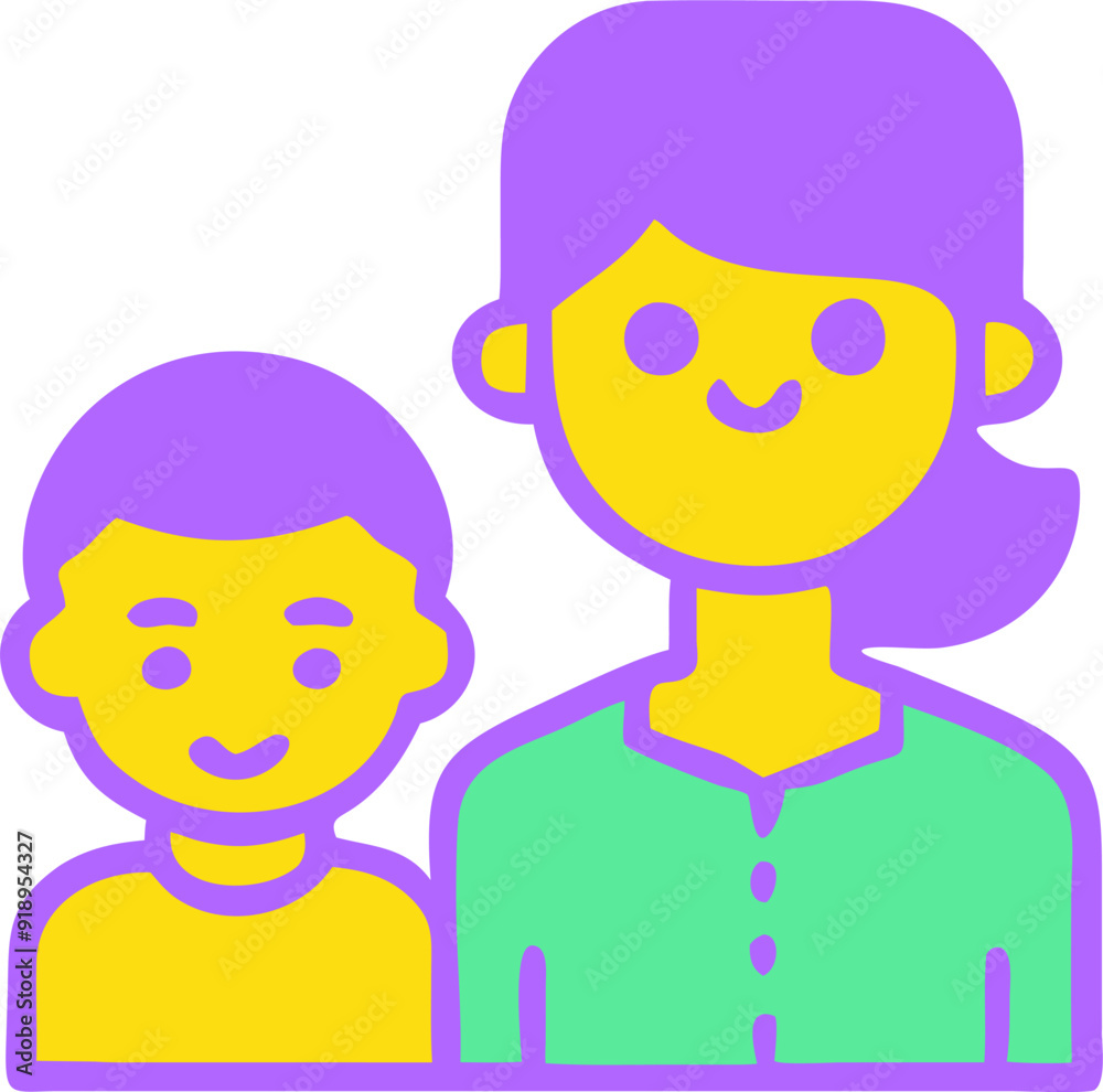 adult and child, icon colored outline