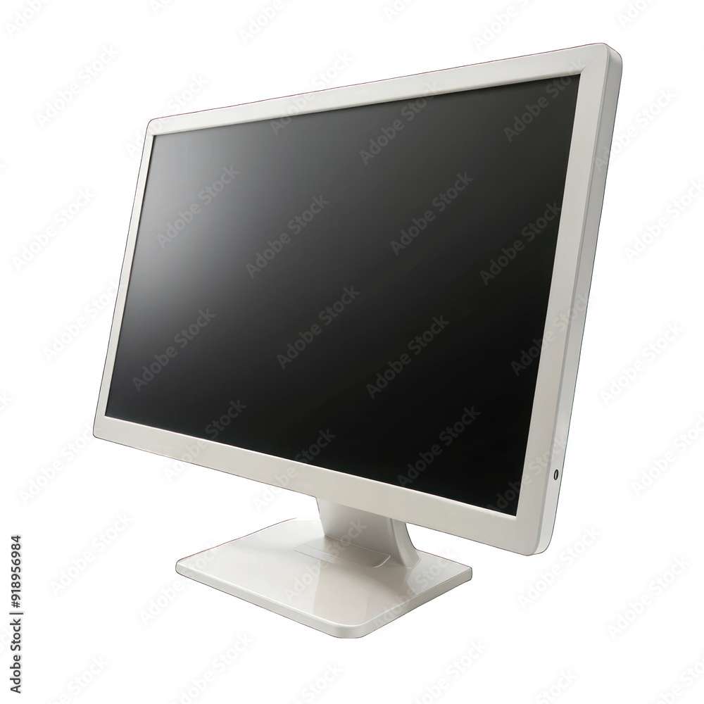 White monitor black screen isolated on transparent background White monitor black screen isolated on transparent background