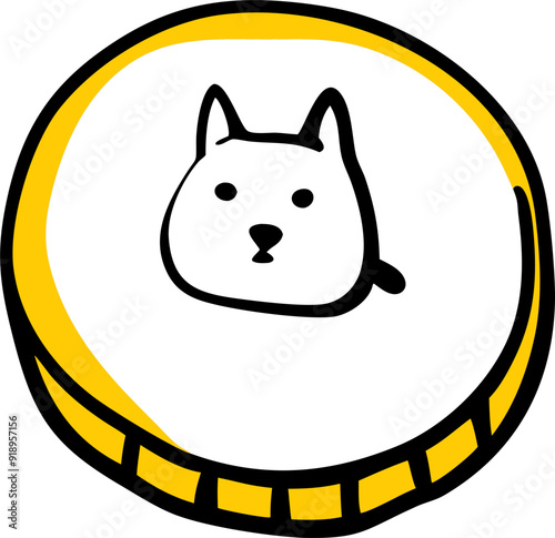 shiba inu coin, white background, icon doodle fill