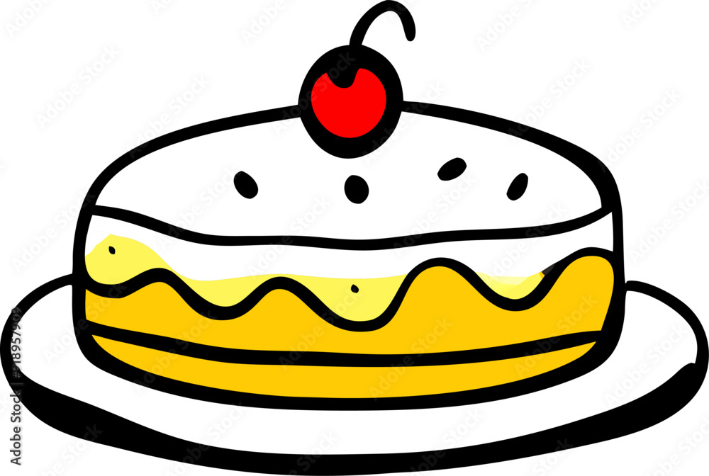 a christmas cake white background, icon doodle fill