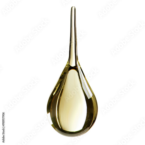 Isolated Olive Oil Droplet with Transparent Texture and Shape.