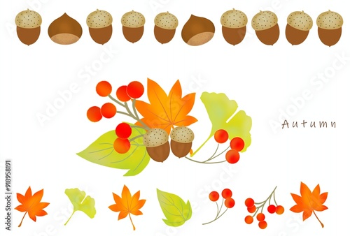 Autumn秋の可愛いポストカード