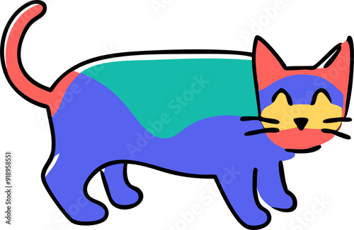 a black cat, icon doodle offset fill