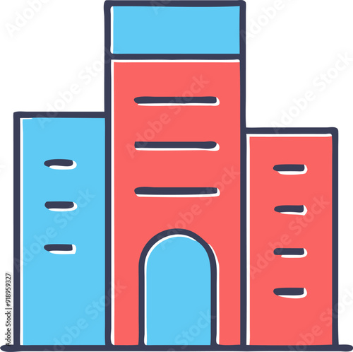 modern architecture building, icon offset fill