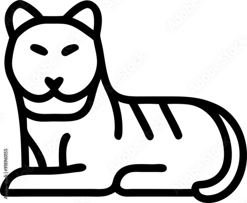 white tiger resting feng shui, icon outline