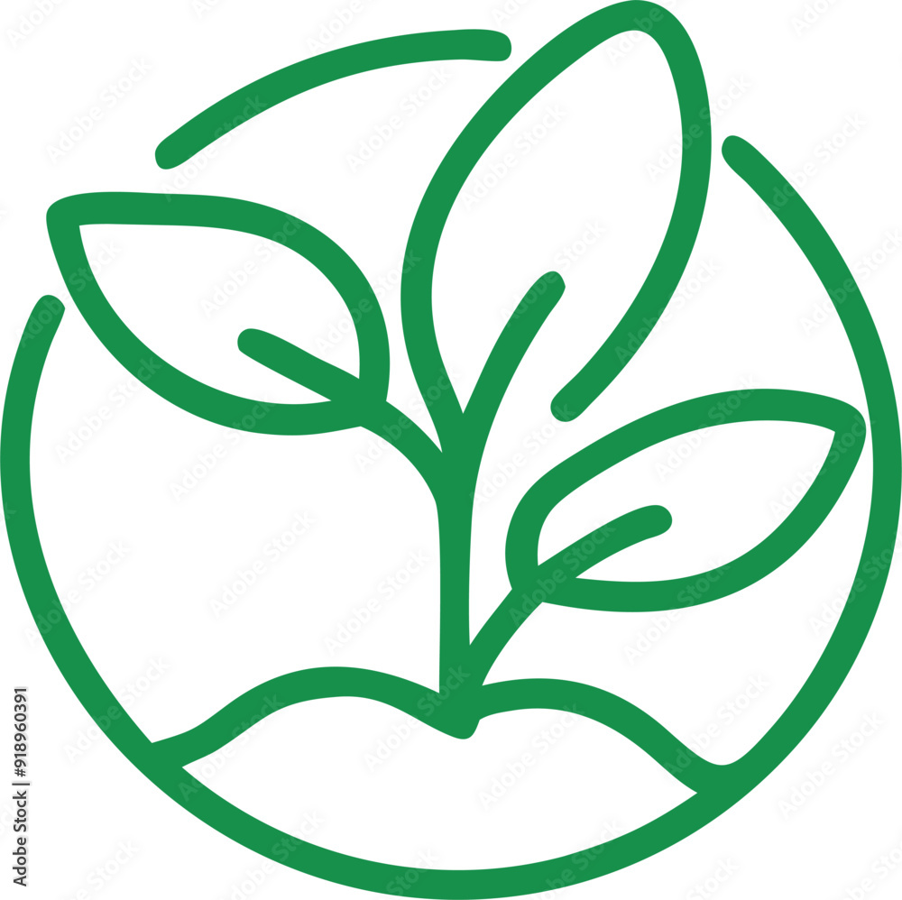ecology, planet, branch with leaves, icon outline