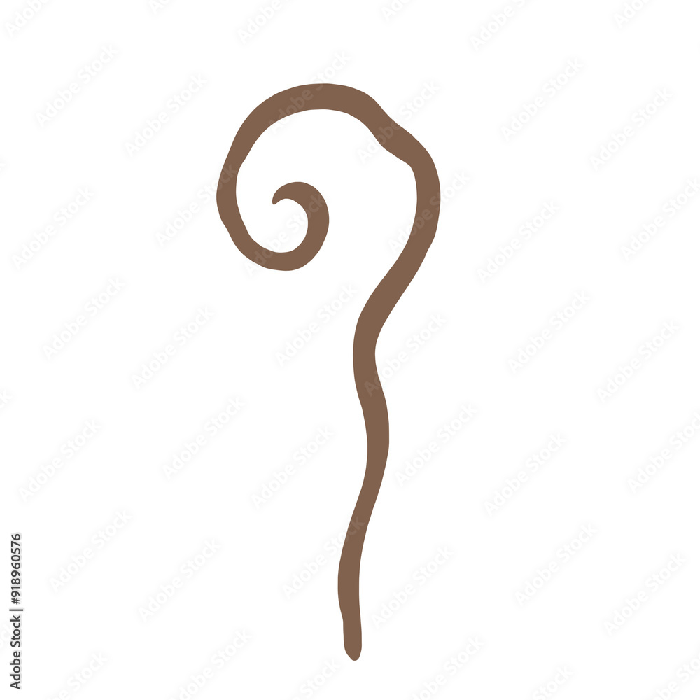 Spiral shaped walking stick with brown border on transparent background.