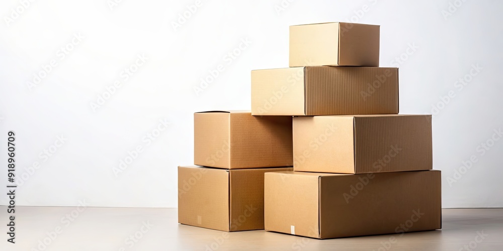 Stack of brown packaging boxes isolated on background, packaging, boxes, brown, stack, delivery, storage Stack of brown packaging boxes isolated on background, packaging, boxes, brown, stack, delivery, storage