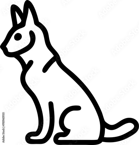 maine coon cat, icon outline