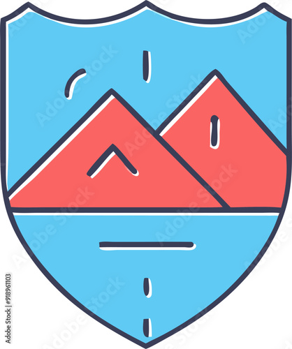 coat of arms with mountains, icon offset fill