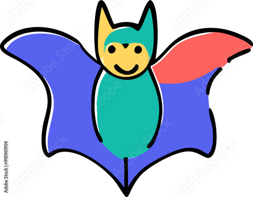 bat, icon doodle offset fill