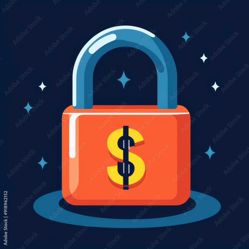 Locked Dollar Sign - Financial Security Icon Illustration Locked Dollar Sign - Financial Security Icon Illustration