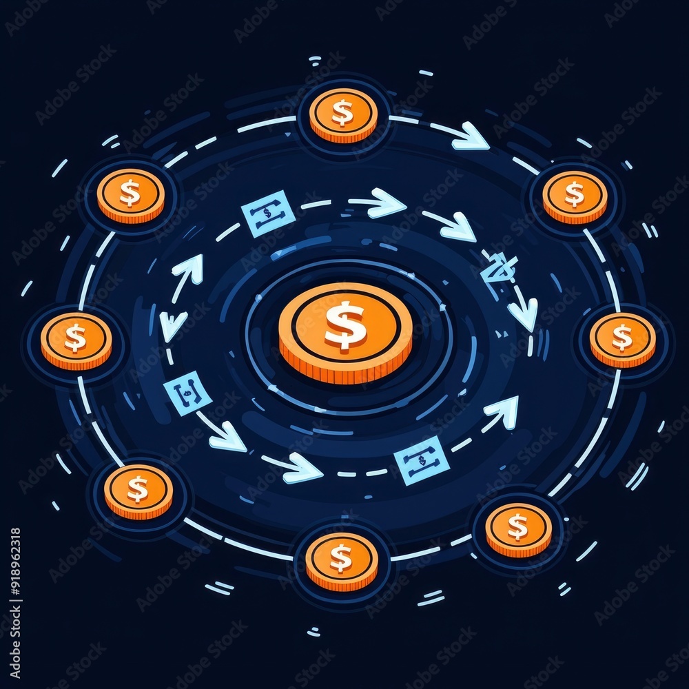 Obraz premium Money Flowing in a Circular Pattern