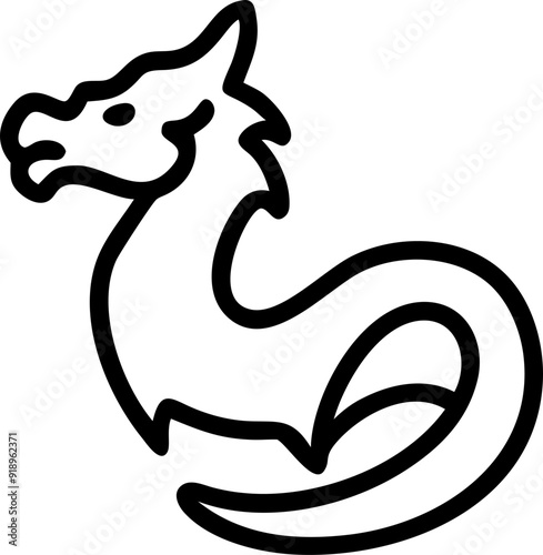 dragon curled feng shui, icon outline