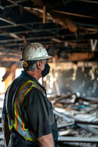 Professional Photography of the company's CEO visiting affected areas or facilities to assess the impact of, Generative AI