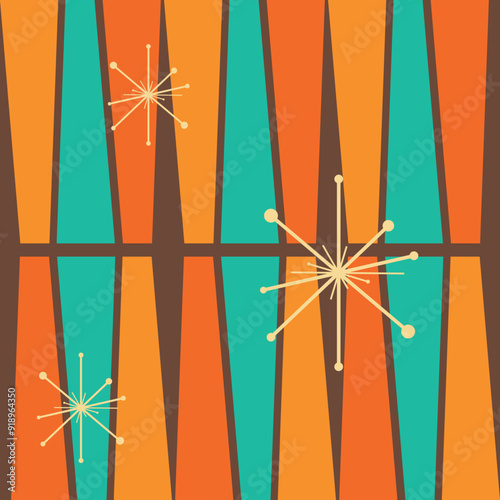 50s Mid Century Modern Pattern, Vintage Retro Pattern, 1950s Mod, Fifties Geometric Abstract Atomic Pattern Vector Art Design