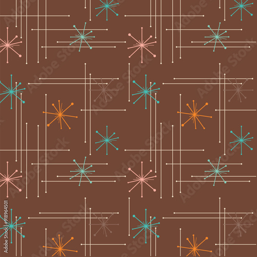 1950 mid century modern pattern, 50s Mid Century Modern Pattern, vector seamless pattern