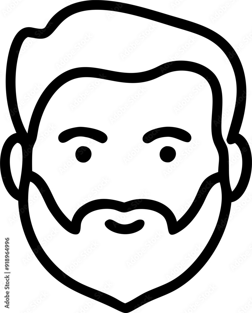 the face of a man with a beard, icon outline the face of a man with a beard, icon outline