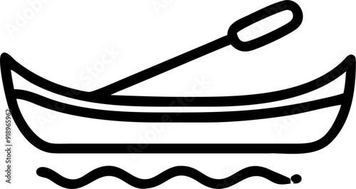 side profile of a canoe, icon outline