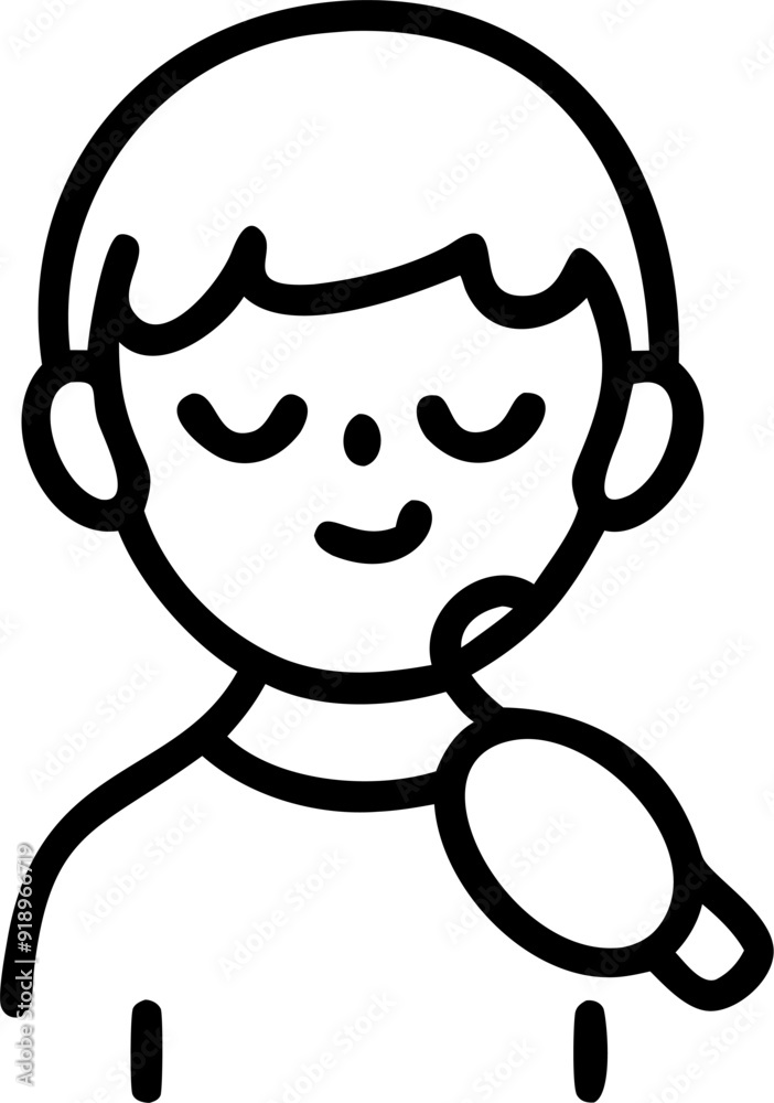 child holding a magnifying glass to his eye, icon outline child holding a magnifying glass to his eye, icon outline