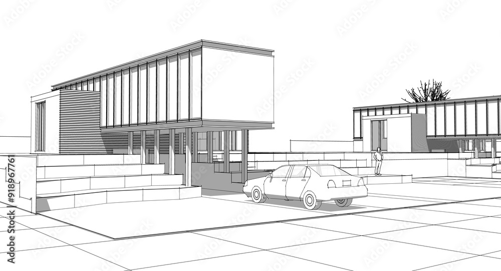 townhouse architectural sketch 3d illustration townhouse architectural sketch 3d illustration