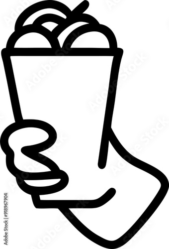 shawarma in hand, icon outline