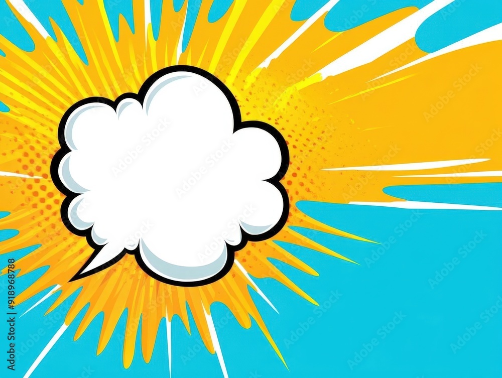 Creative comic-style speech bubble on a vibrant blue and yellow background Creative comic-style speech bubble on a vibrant blue and yellow background
