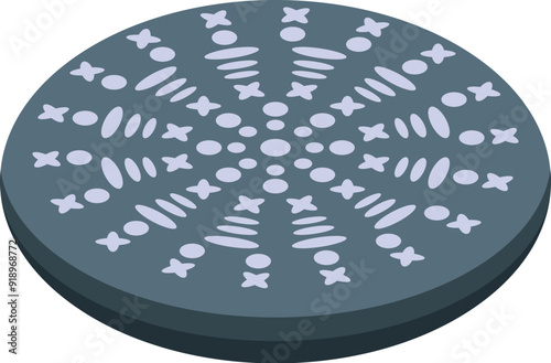 Round manhole cover presenting modern geometric pattern for city infrastructure design