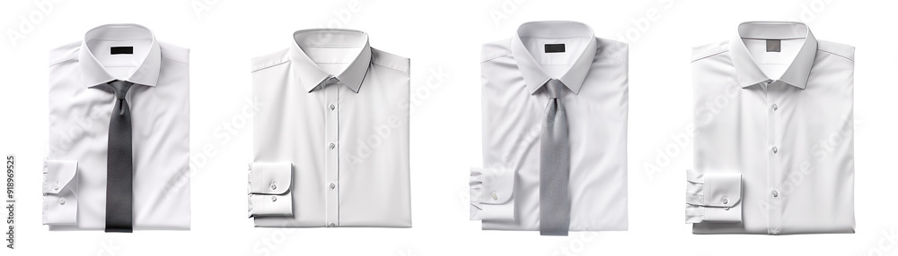 Collection set of white office shirts isolated on transparent background Collection set of white office shirts isolated on transparent background