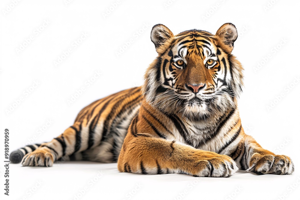 Obraz premium Feline resting alone on blank background.