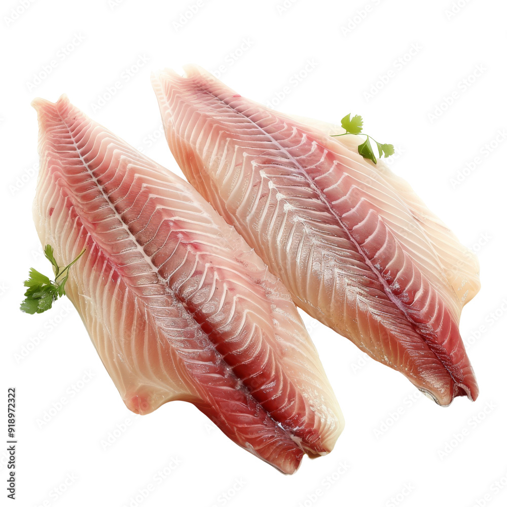 Fresh Fillets of Fish with a Smooth Texture Isolated Without Background. Fresh Fillets of Fish with a Smooth Texture Isolated Without Background.