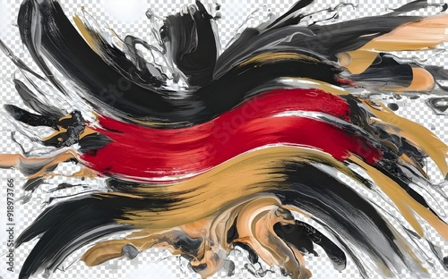 abstract german flag in paint brush stroke, isolated on white or transparent png photo